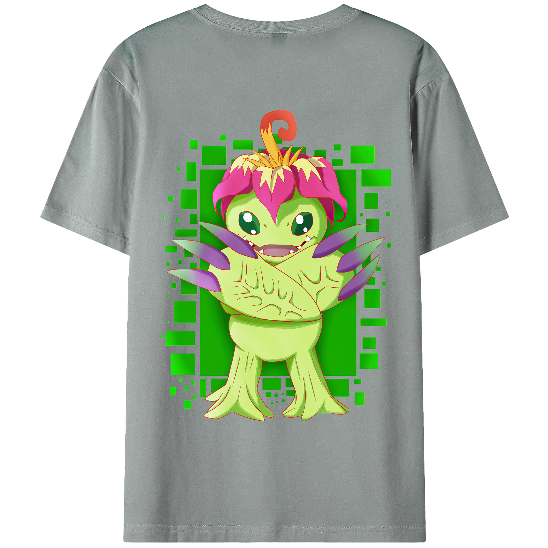 （画像用） Digimon デジタルモンスター/デジモン 綿100％ メンズ半袖Tシャツ（バックプリント） 通気性